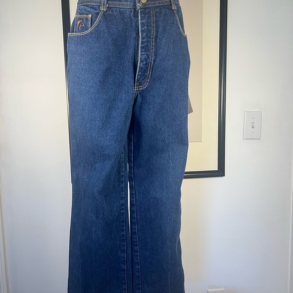 Jordache vintage 80s Blue Jeans with Embroidered Horse straight leg - Picture 3 of 4